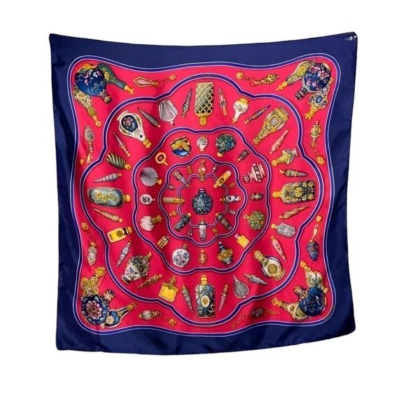 Hermès HERMES Silk Scarf 90cm Qu Importe Le Flacon  Blue Scarf 35" - Picture 1 of 16